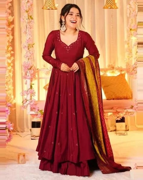 Nyrika - Women Embellished Anarkali Kurta Set with Dupatta