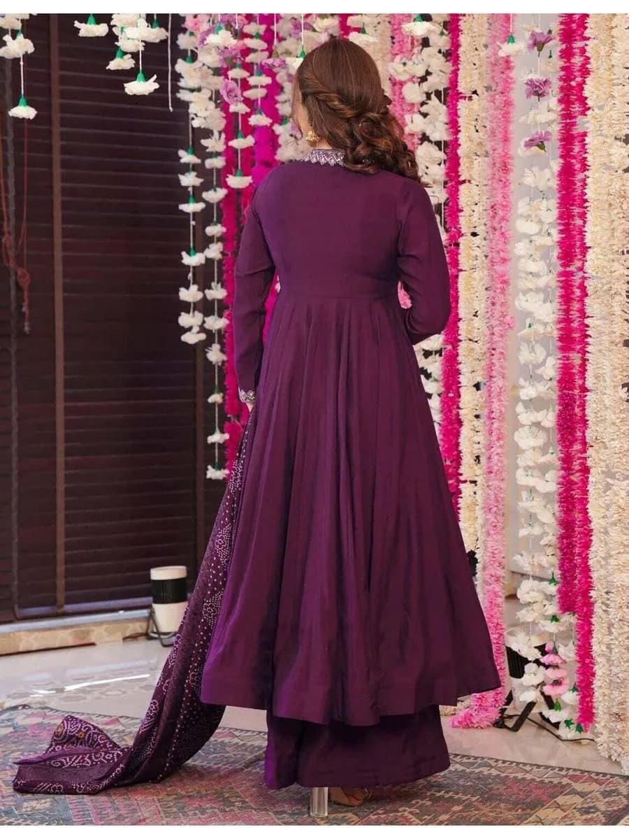 Women Purple Taara Kurta With Palazzo & Dupatta — 2
