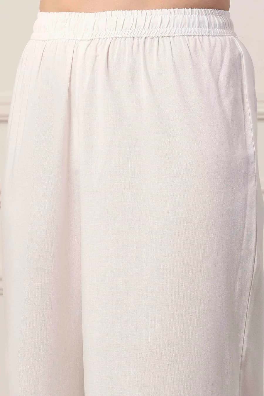 White & Pink Yoke Design Straight Suit Set — 2