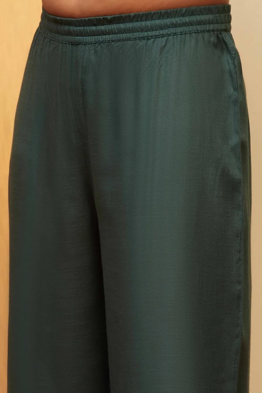 Teal Green Viscose Blend Printed Straight Kurta Set — 3