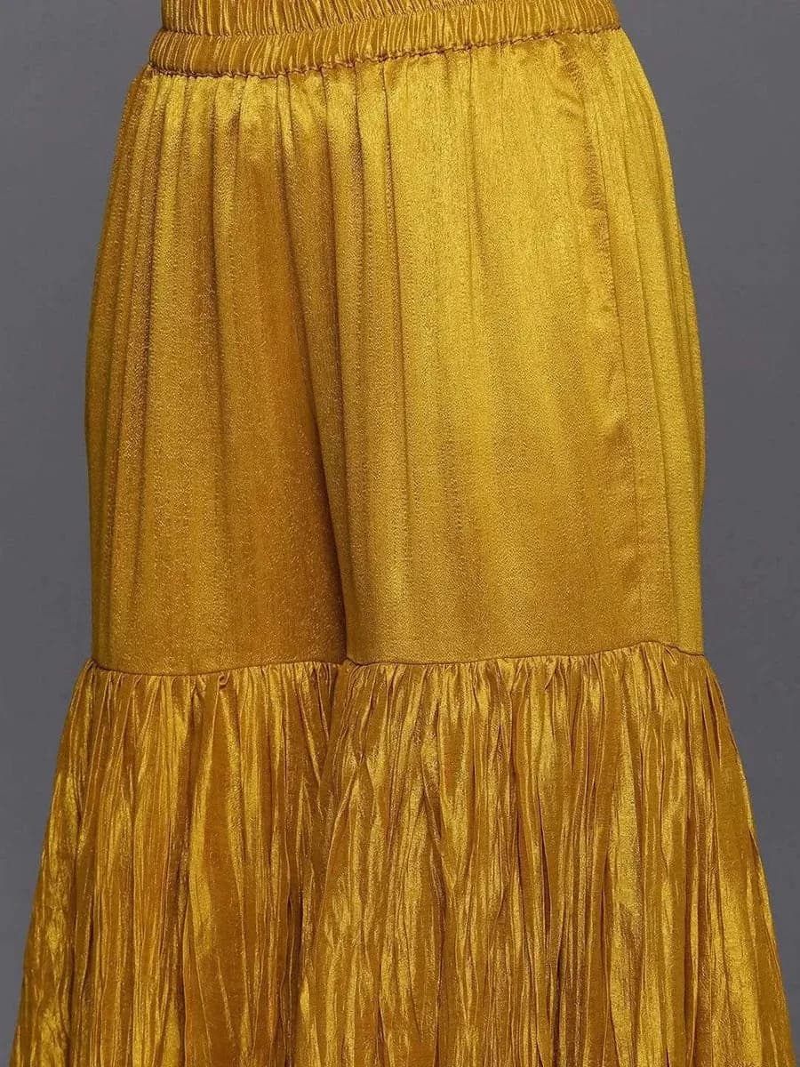 Libas Mustard Embroidered Silk Blend Pakistani Suit — 2