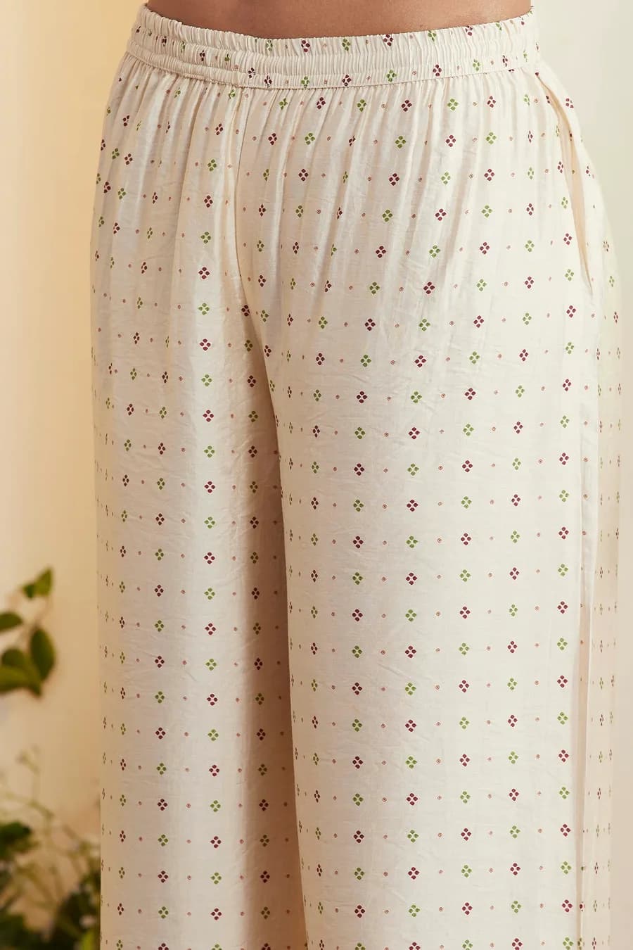 Off-White Viscose Rayon Printed Straight Kurta Set — 2