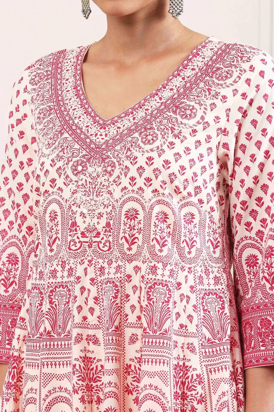 Fuchsia Cotton Floral Printed Kalidar Suit Set — 5