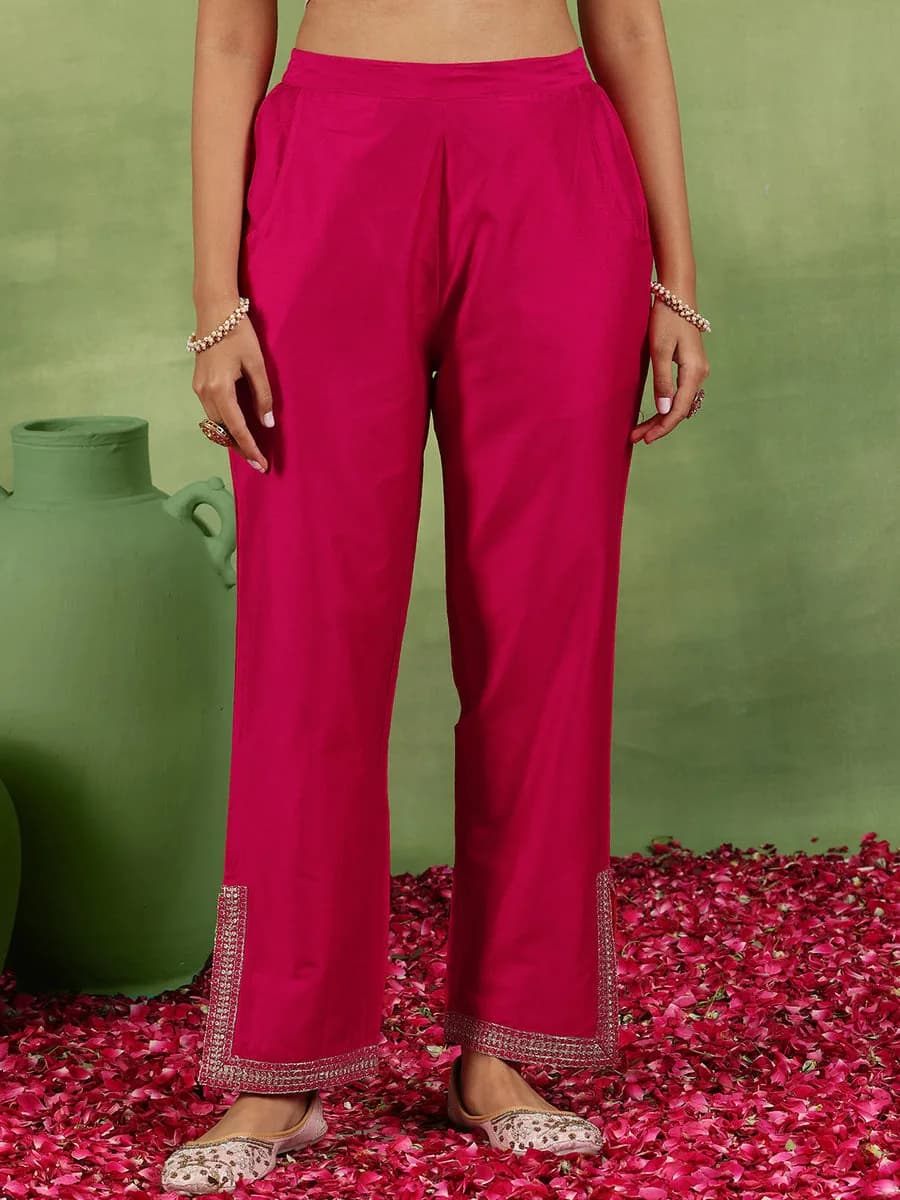 Gerua Coral Yoke Design Silk Blend Straight Suit With Dupatta — 5