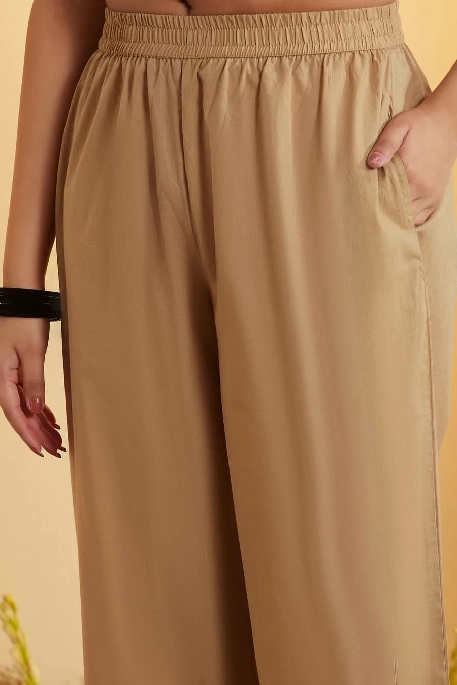 Beige Traditional Motifs Poly Linen Kurta Set — 6