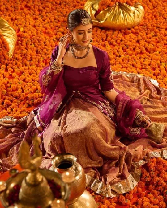 Kamal Purple Solid Satin Lehenga Set — 3