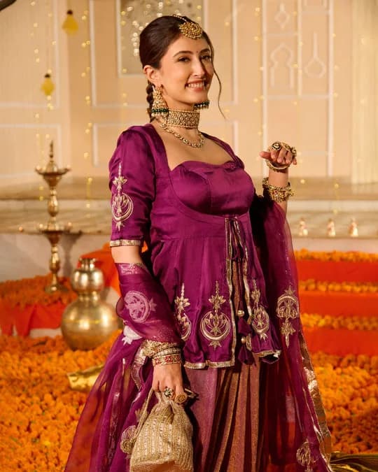 Kamal Purple Solid Satin Lehenga Set — 2