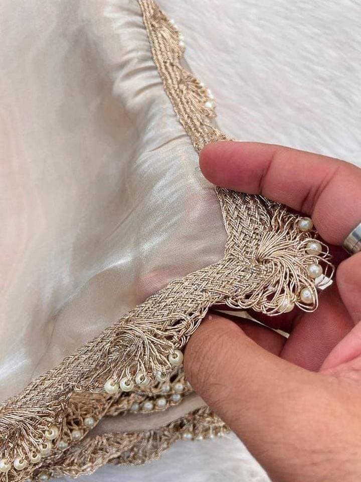 Cream Elegant Wear Traditional Draping Festive And Special Jimmy Wear Saree Visit Store — 5
