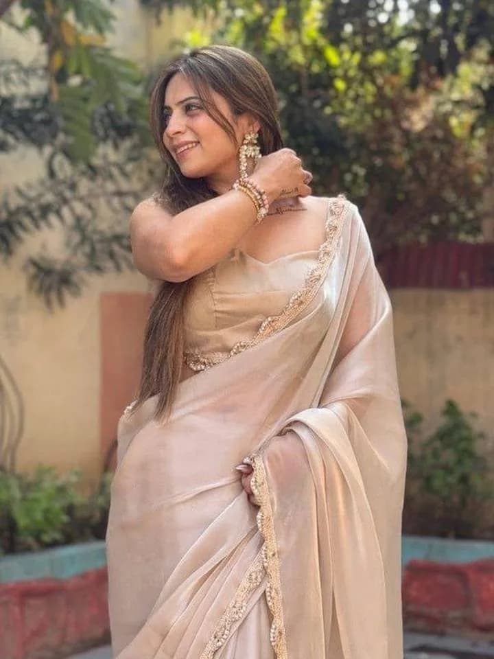 Cream Elegant Wear Traditional Draping Festive And Special Jimmy Wear Saree Visit Store — 2