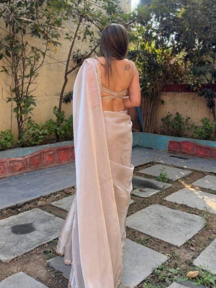 Cream Elegant Wear Traditional Draping Festive And Special Jimmy Wear Saree Visit Store — 6