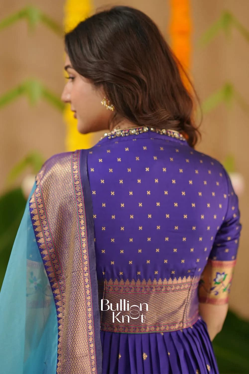 Kanika | Soft Silk Blue Anarkali Dress with Dupatta for Celebrations — 2