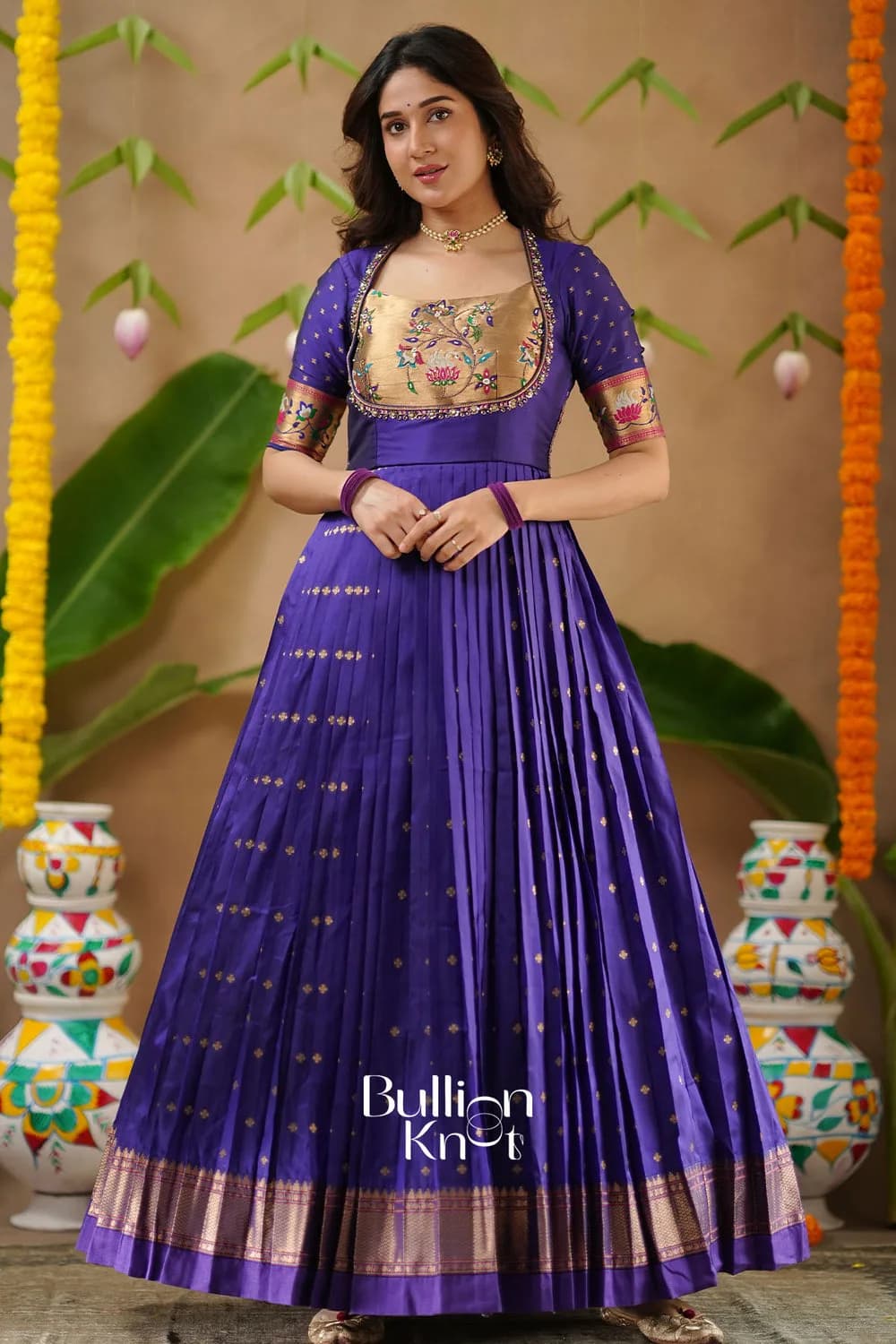 Kanika | Soft Silk Blue Anarkali Dress with Dupatta for Celebrations — 3