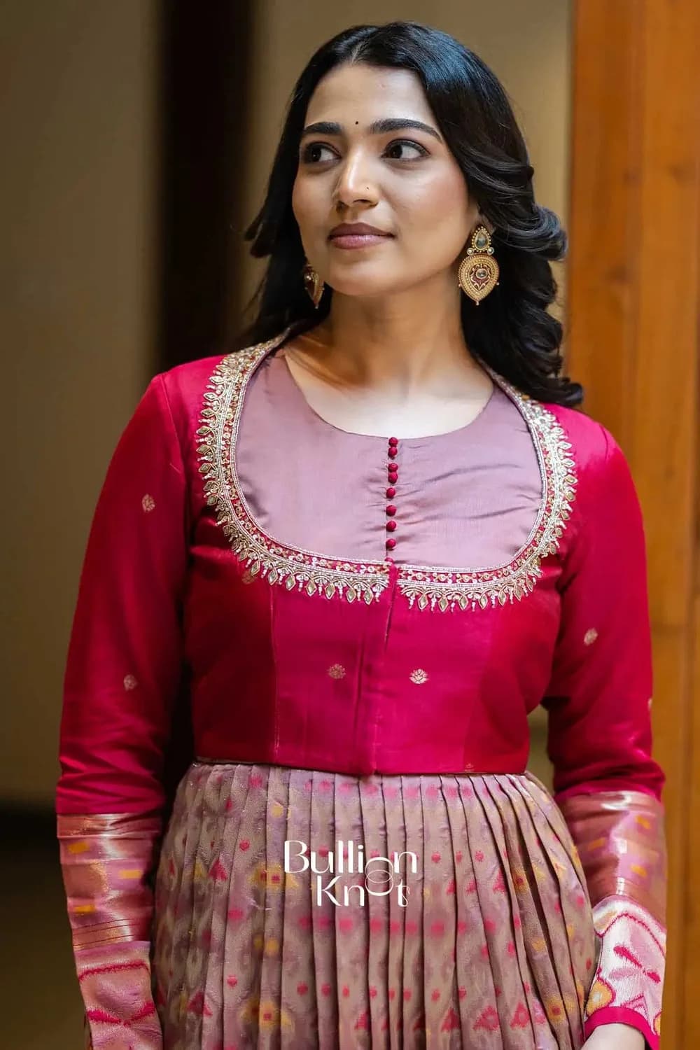Bhavishya | Pink Pattu Ikat Jacket Gown for Elegant Occasions — 2