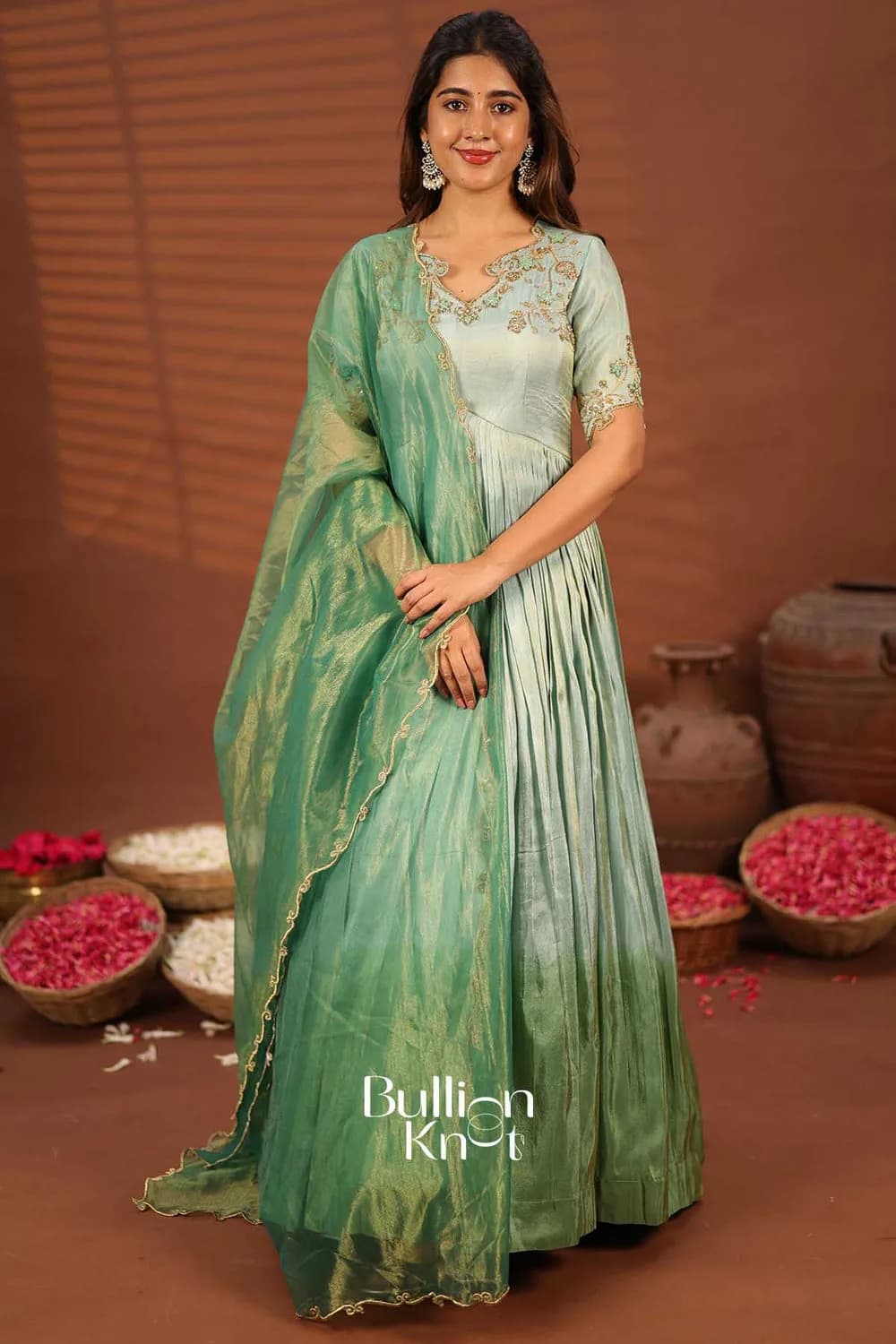 Rashmika Aqua Zari Anarkali Suit Set - Elegance in Ethnic Wear — 3