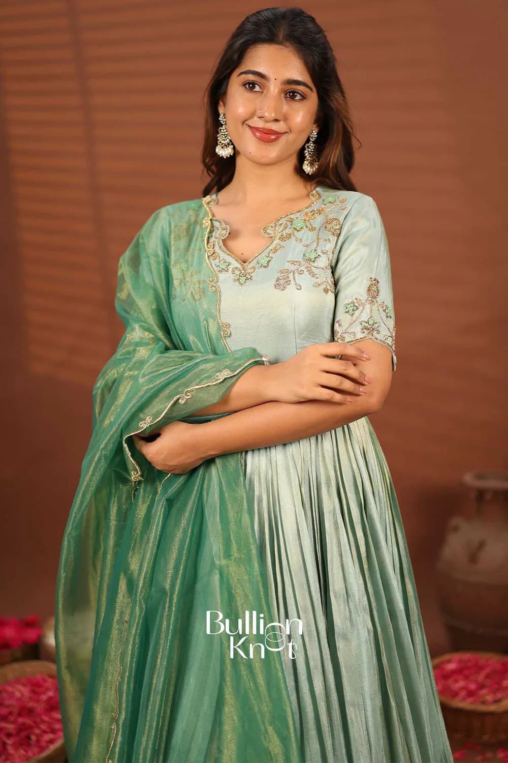Rashmika Aqua Zari Anarkali Suit Set - Elegance in Ethnic Wear — 6