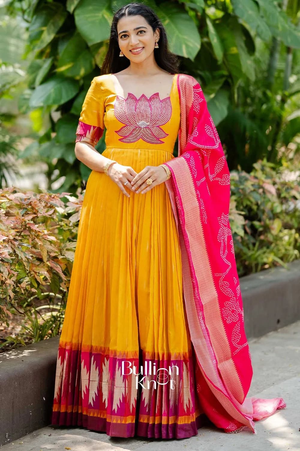 Vishwa Soft Silk Anarkali Suit Set with Hand-Embroidered Details — 3