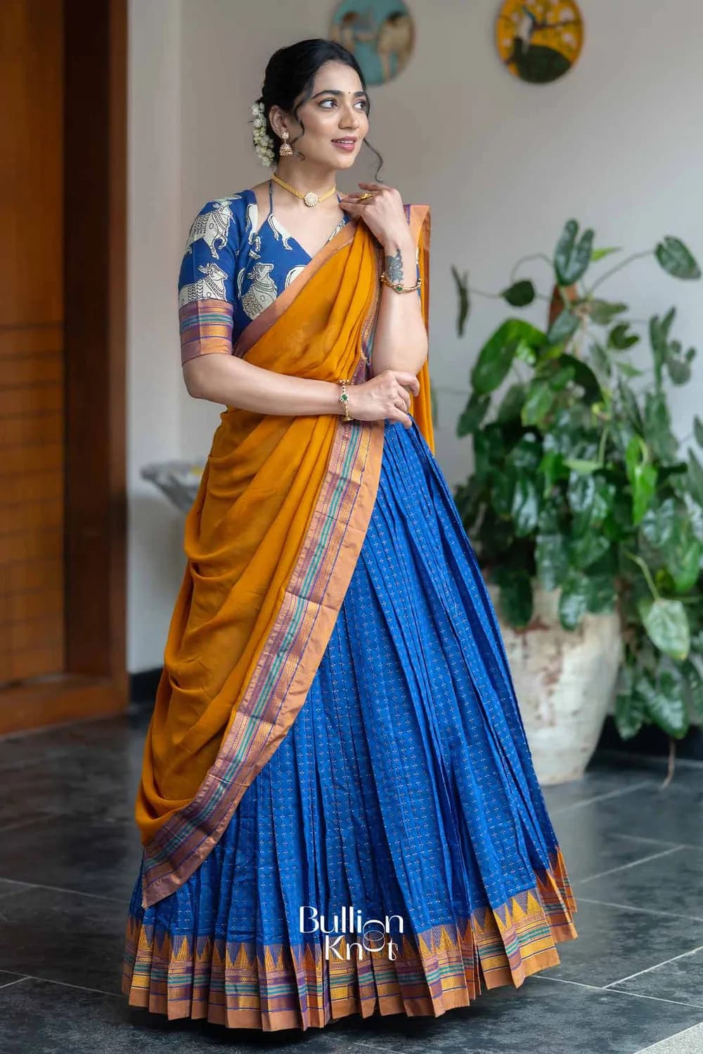 Nilotsav | Purple Handloom Half Saree for Festive Wear — 5