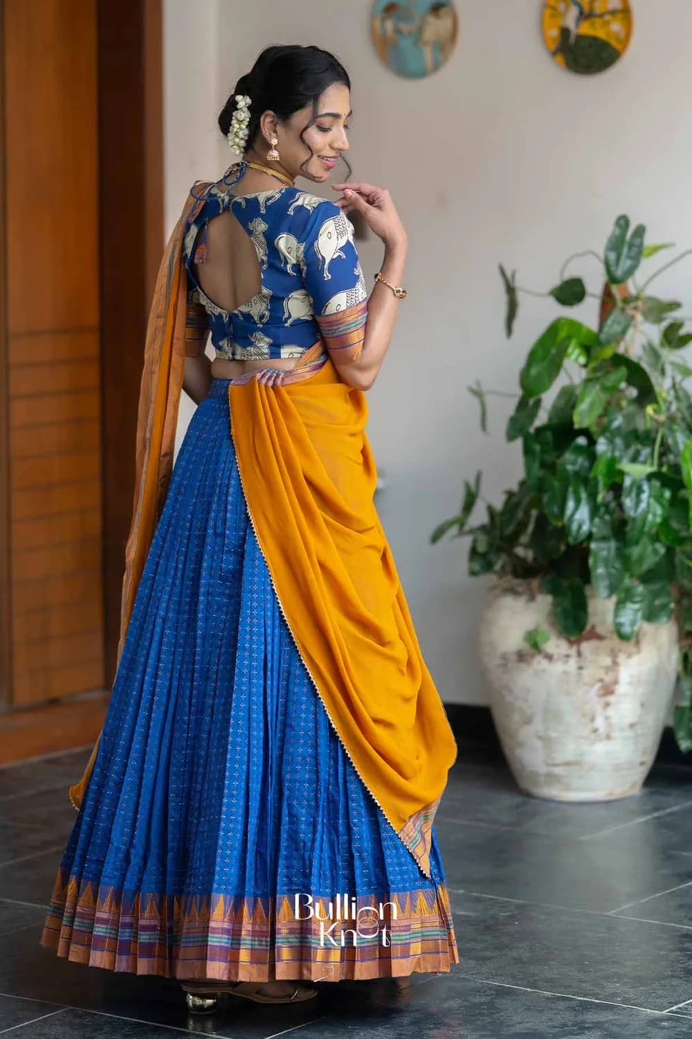Nilotsav | Purple Handloom Half Saree for Festive Wear — 1