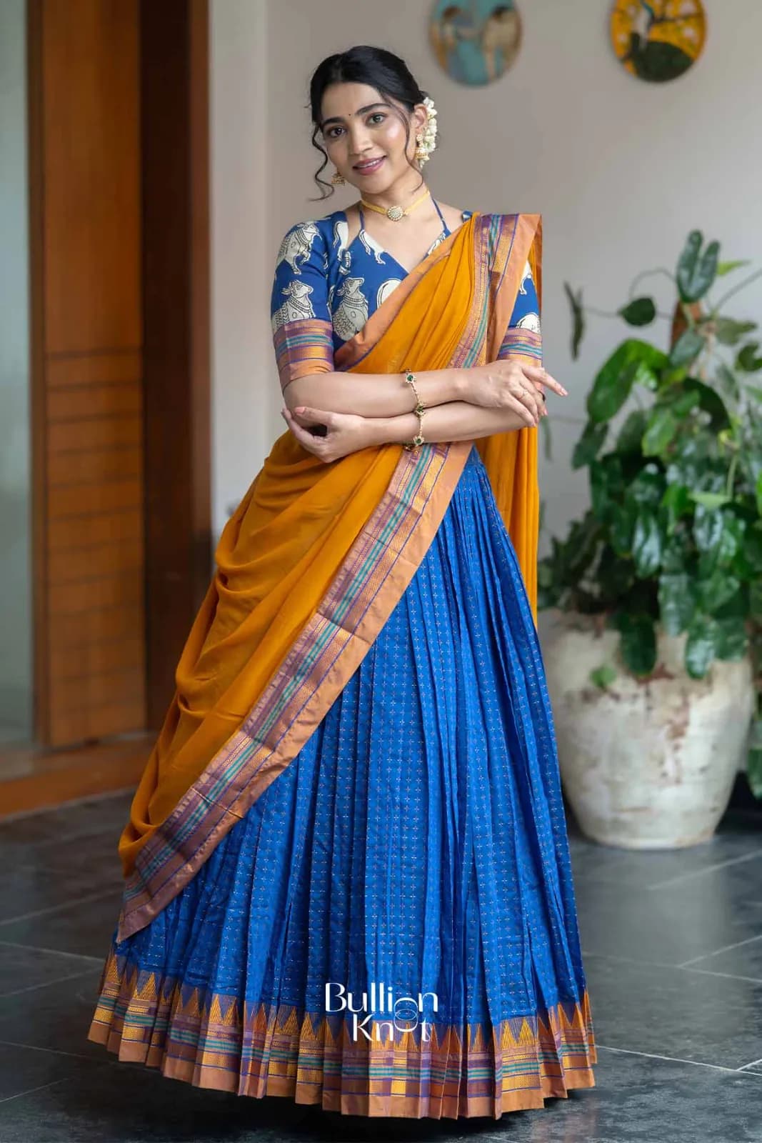 Nilotsav | Purple Handloom Half Saree for Festive Wear — 2