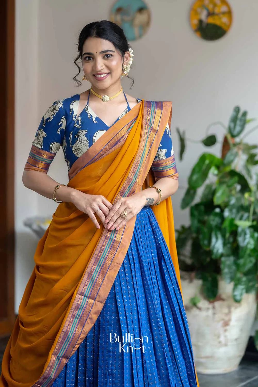 Nilotsav | Purple Handloom Half Saree for Festive Wear — 4