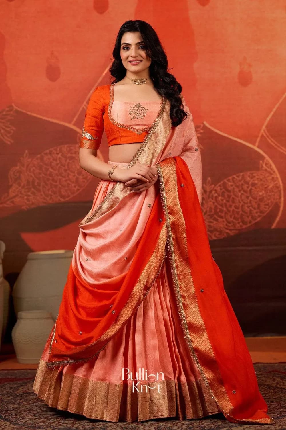 Kaavya Orange Dola Lehenga Set — 1