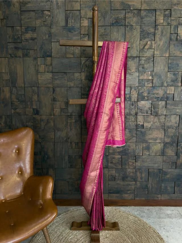 Pink Kanjivaram Silk Saree with Zari Weave — 2