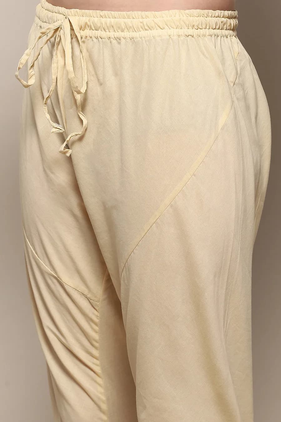 Beige Cotton Blend Embroidered Layered Suit Set — 5