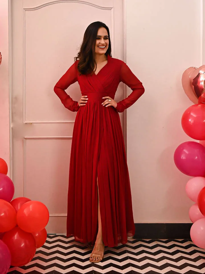 Garnet Georgette Long Dress — 4