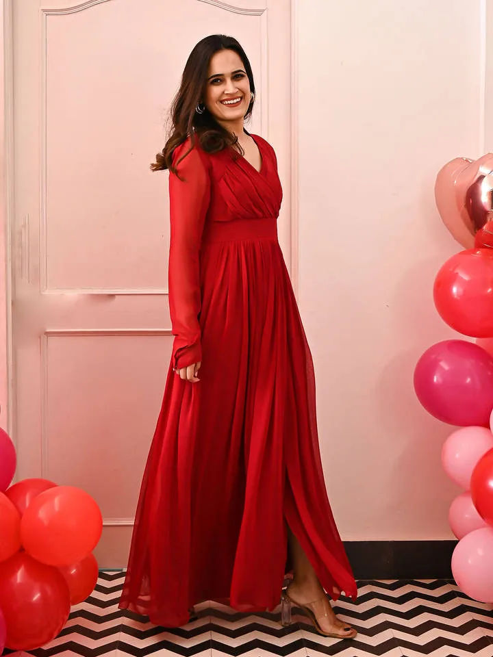 Garnet Georgette Long Dress — 2
