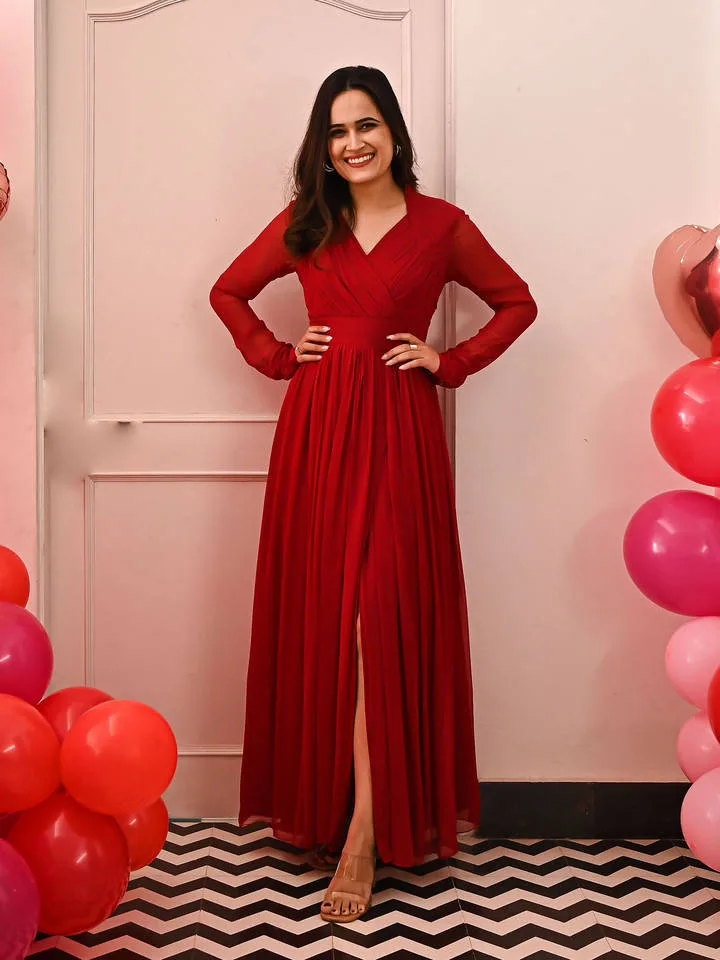 Garnet Georgette Long Dress — 1