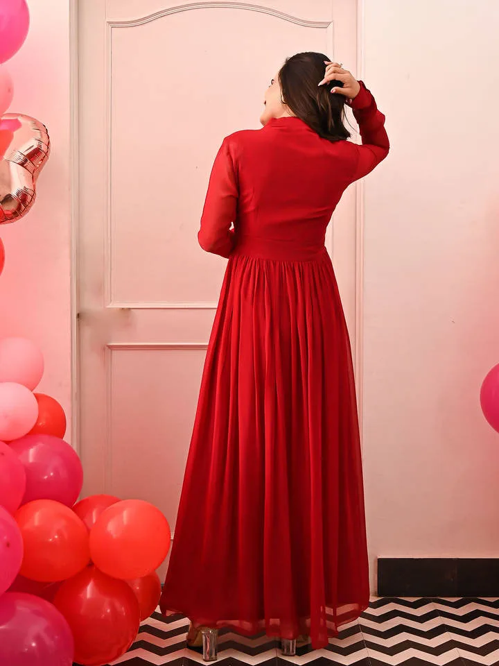 Garnet Georgette Long Dress — 3